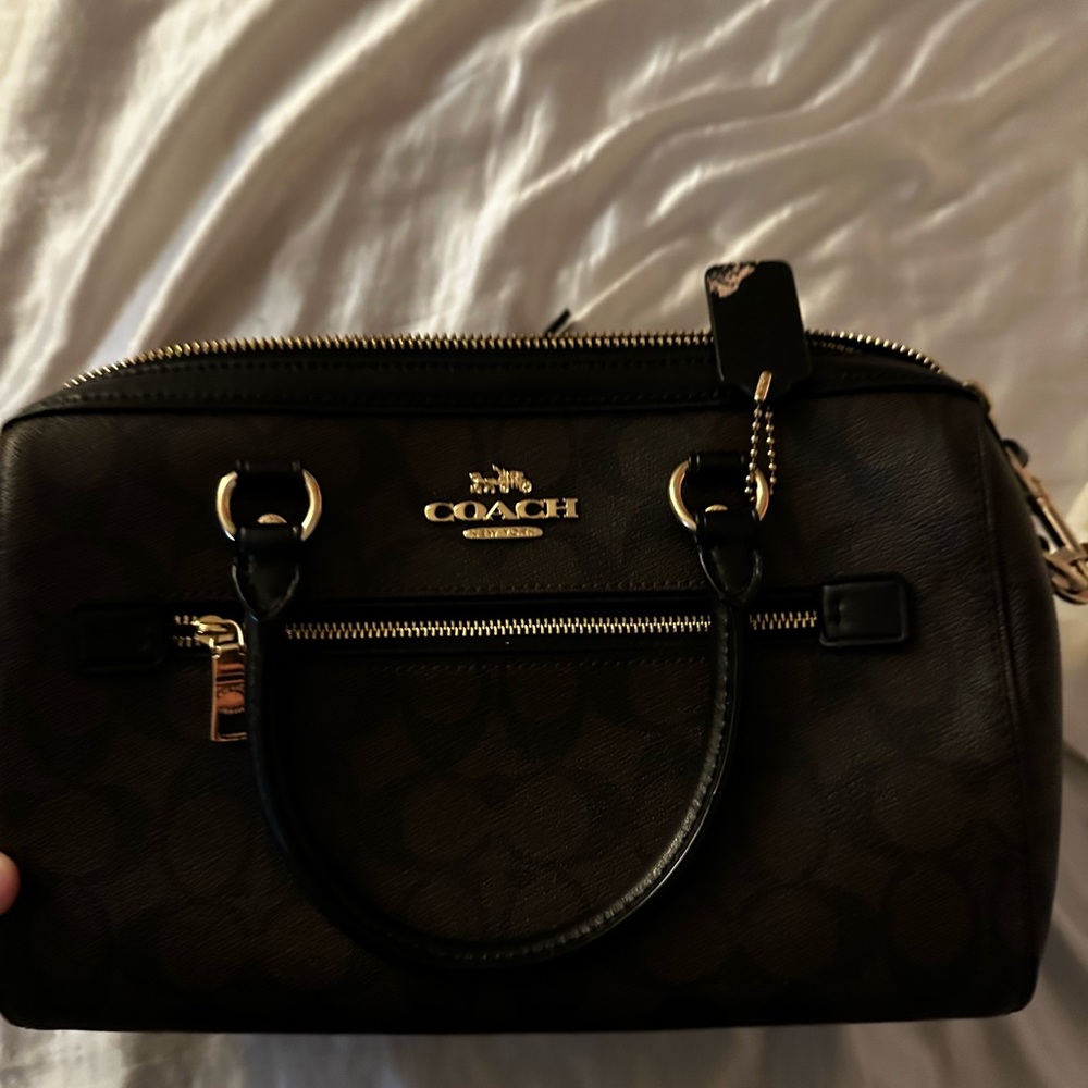 Coach Black and Brown Satchel with Gold Hardware